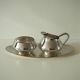 1960s Bauhaus Wagenfeld Silver Plate Sugar Cream Serving Set