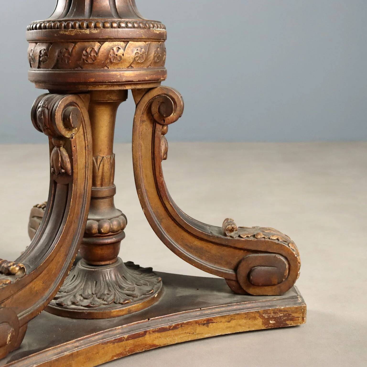 Antique neoclassical candelabrum in wood and iron, Italy, 19th century