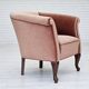 1960s, Danish lounge chair, salmon pink furniture velour, ash wood legs.