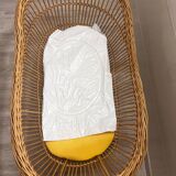 Rattan cradle on casters with mattress