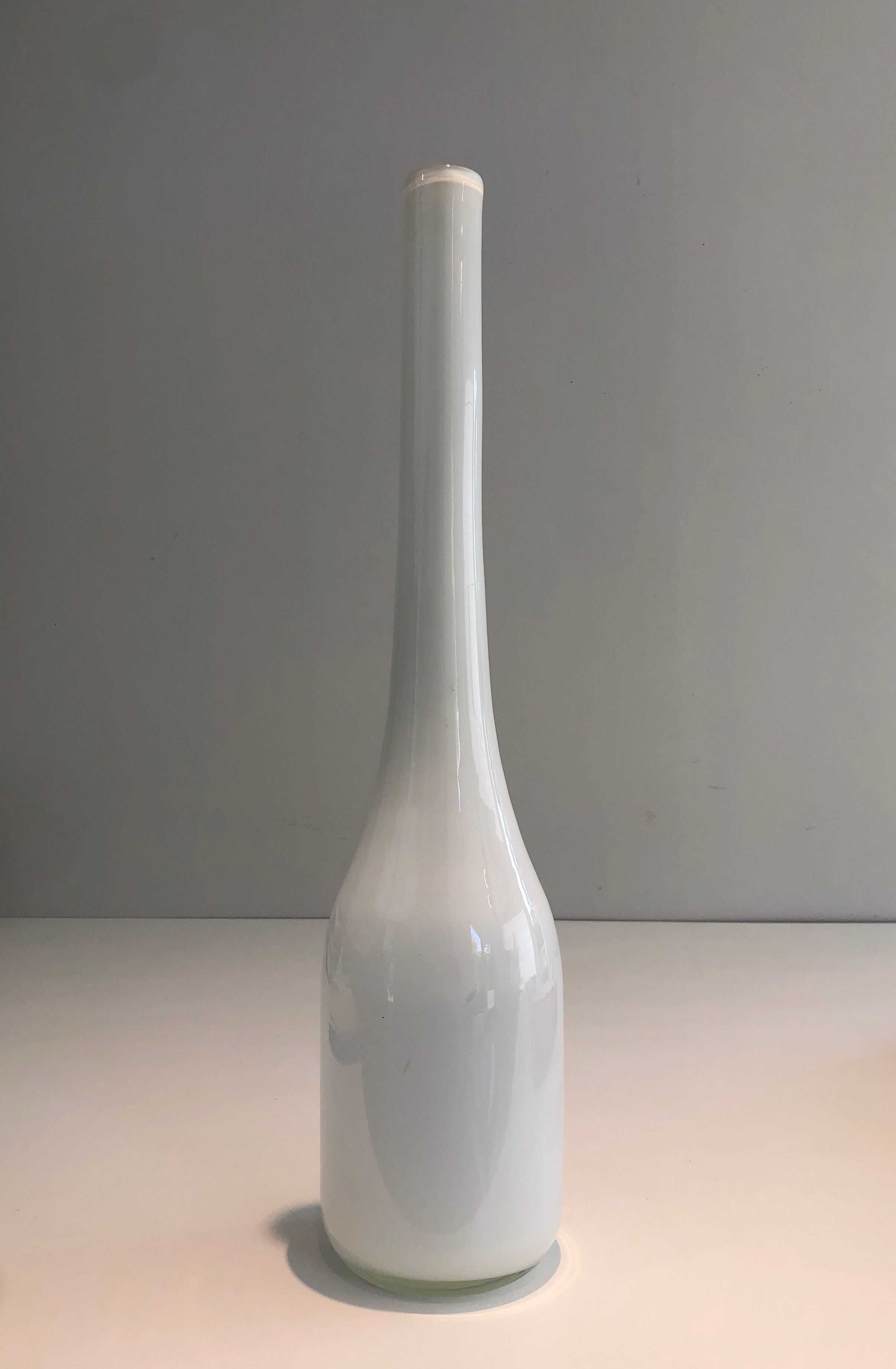 White opaline glass vase