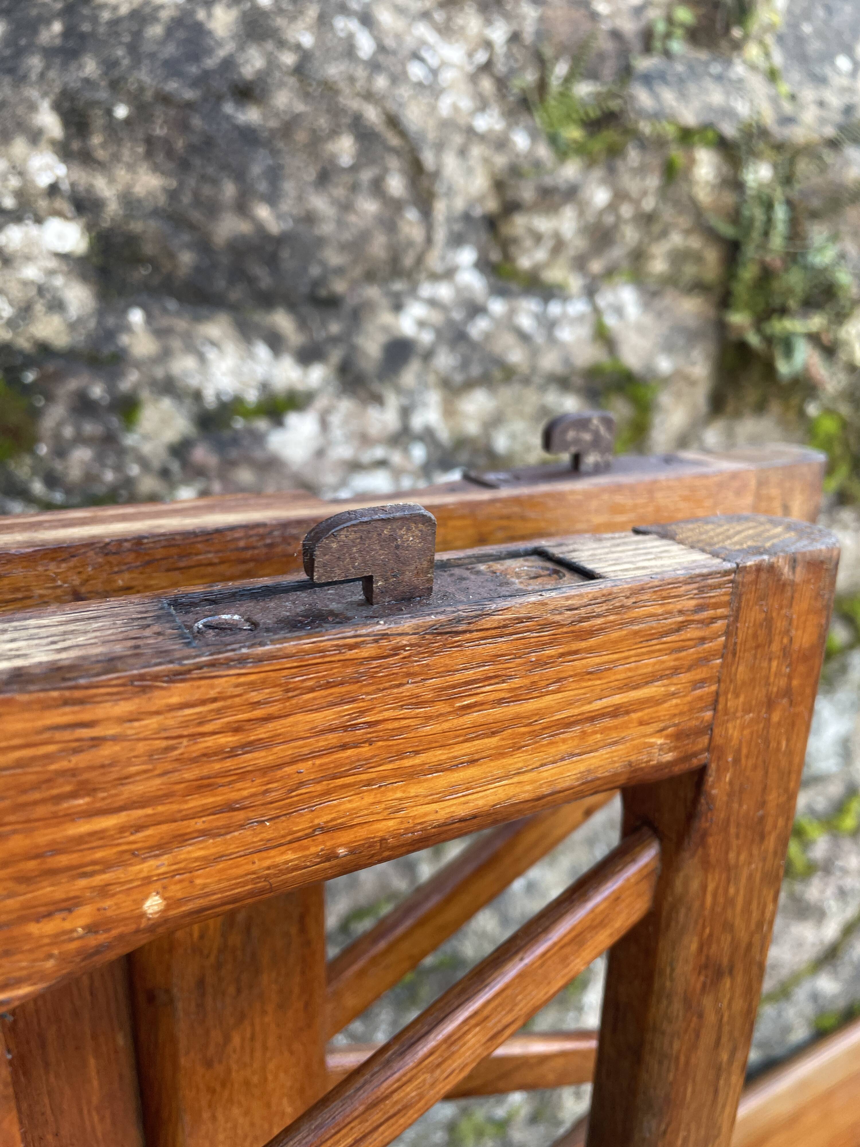 Handmade children's bed with compass feet 1950