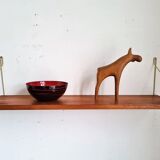Teak and brass shelf, vintage scandinavian 1960s