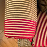 3-seater sofa in red and grey fabric