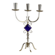 White Brass & Cobalt Blue Art Glass Candelabra by Gunnar Ander for Ystad-Metall — Sweden, 1960s