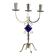 White Brass & Cobalt Blue Art Glass Candelabra by Gunnar Ander for Ystad-Metall — Sweden, 1960s