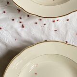 Lot de 3 plats de service plat Villeroy et Boch faïence ancienne couleur beige et dorure ACC-7260