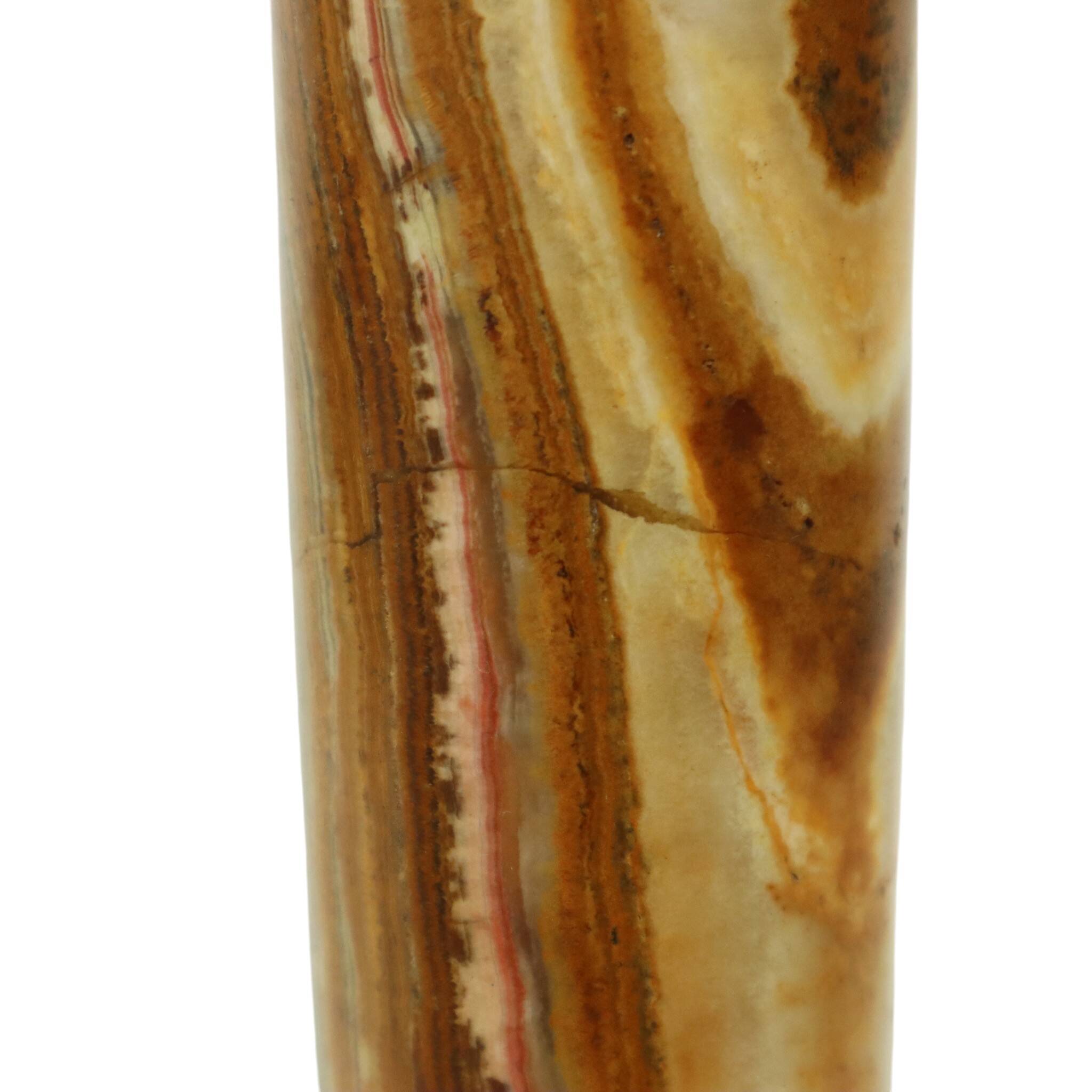 Classic Onyx and Brass Column Table Lamp 20th Century