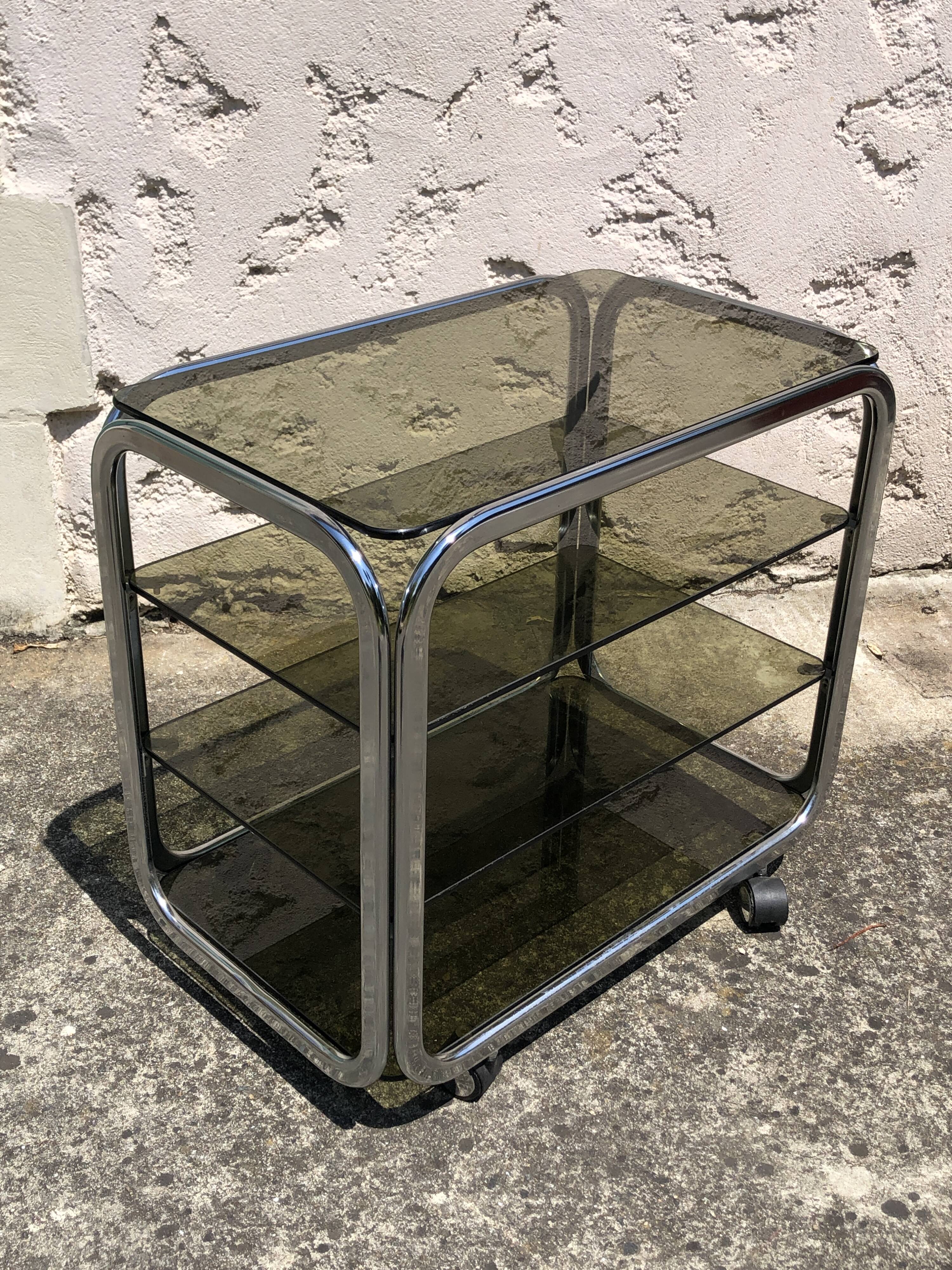 Chrome furniture and smoked glass 1970
