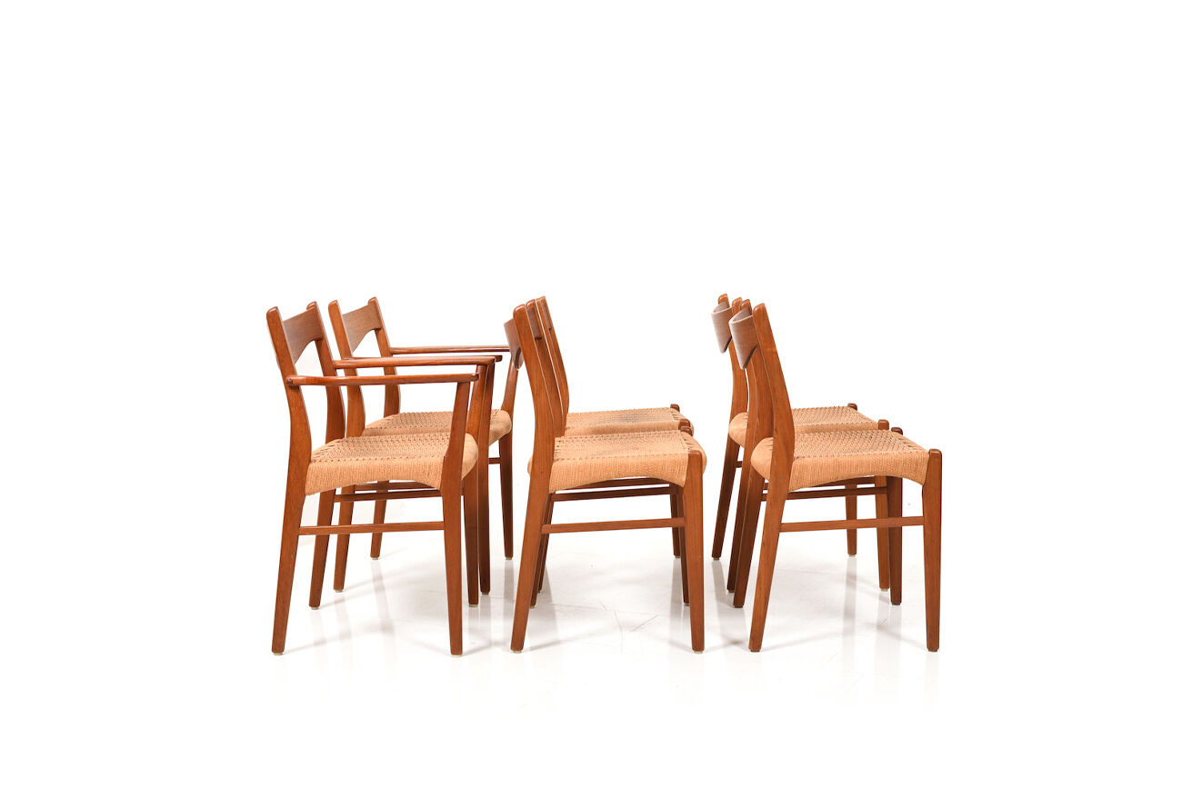 Danish teak dining chairs by Arne Wahl Iversen Glyngøre Stolefabrik