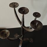 Large Brutalist Wrought Metal Candlestick - Early 20th Century