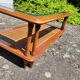 Table basse en merisier, verre et cannage