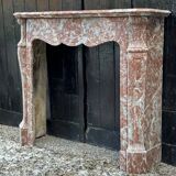 Louis XV Pompadour style fireplace in red Rance marble circa 1880