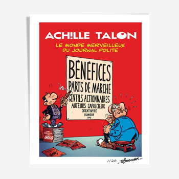 Lithographie signée - Achille Talon - Le monde merveilleux du Journal Polite