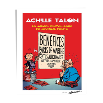 Lithographie signée - Achille Talon - Le monde merveilleux du Journal Polite