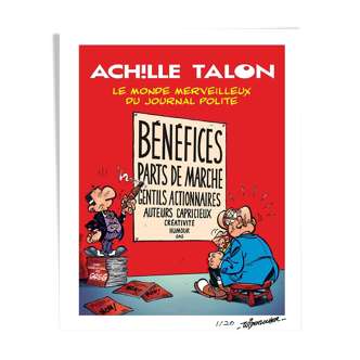 Signed lithograph - Achille Talon - The wonderful world of the Journal Polite
