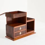 Art Deco Modernist Rosewood Brass Sewing Cabinet circa 1940