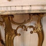 Console and its mirror in bronze and marble
