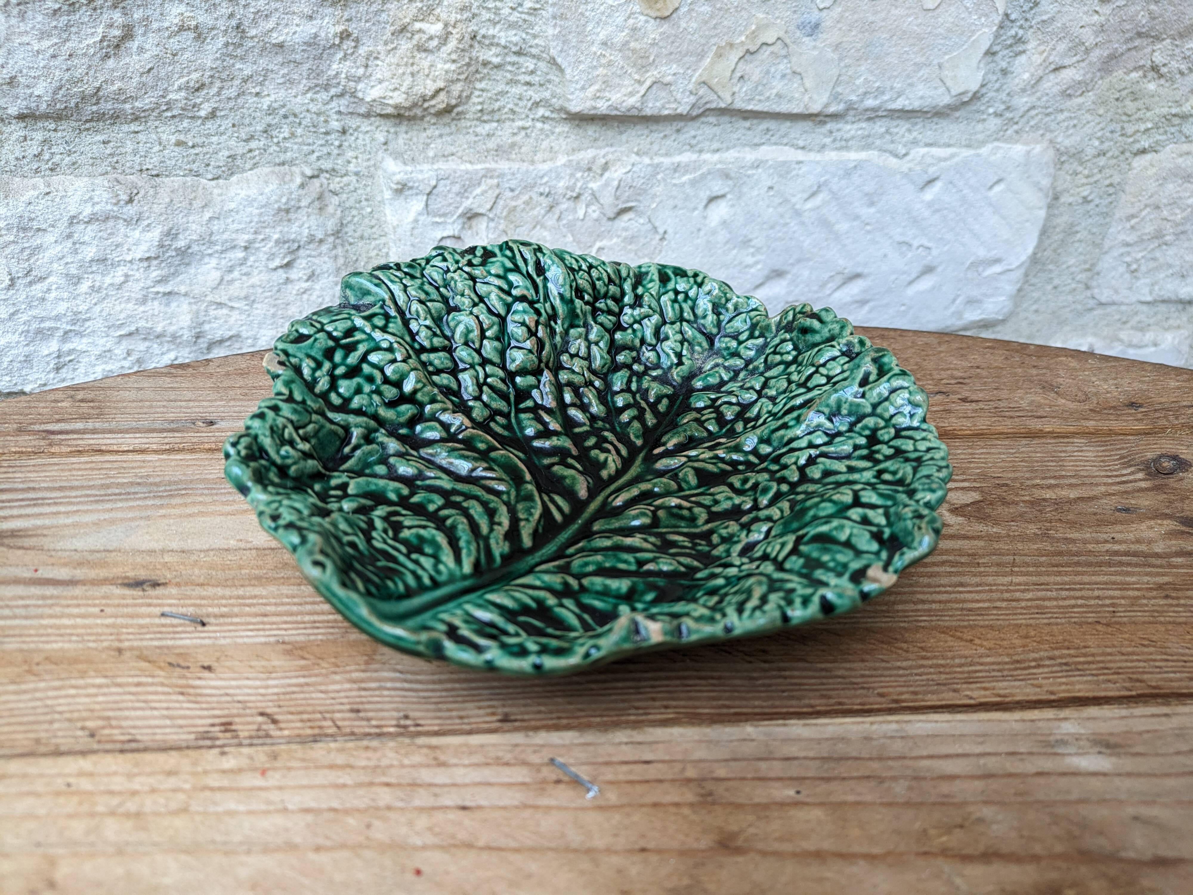 Sarreguemines ceramic cabbage leaf emptier