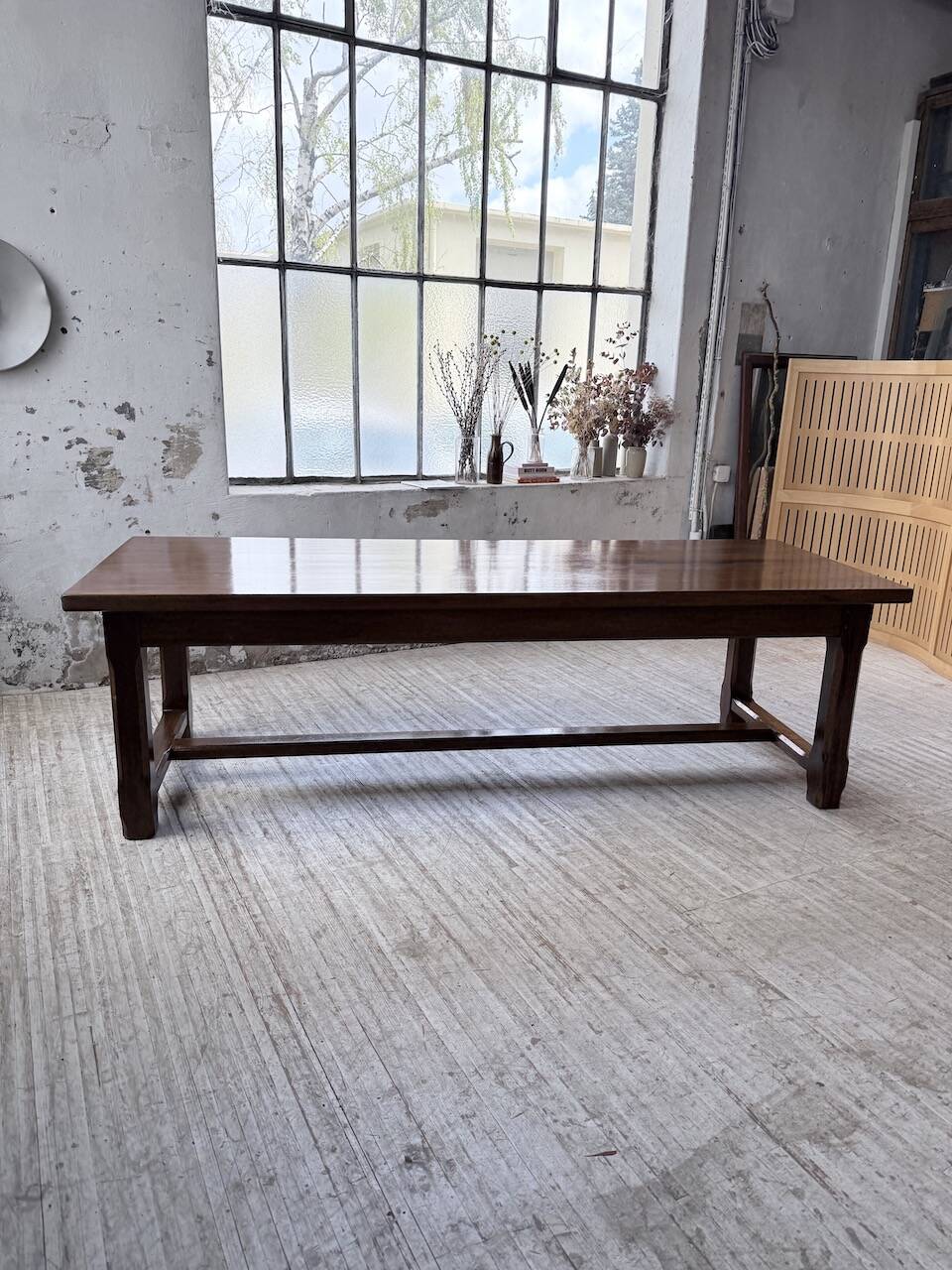 Table de ferme campagne noyer massif XL 250cm