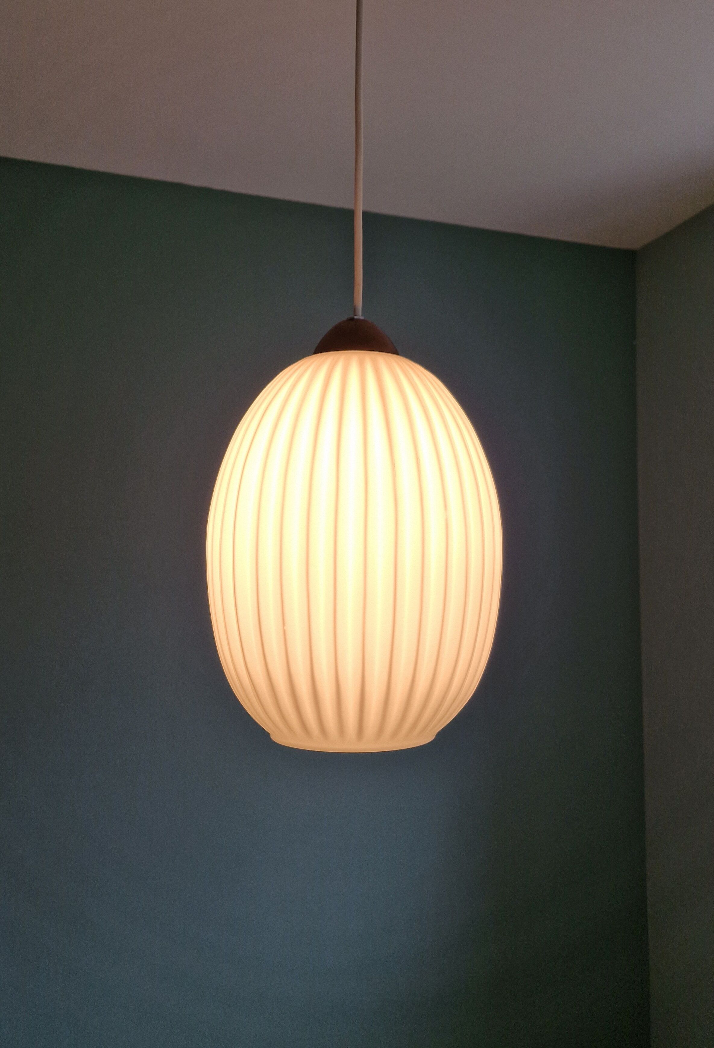 Scandinavian suspension lamp in white opaline 1960s