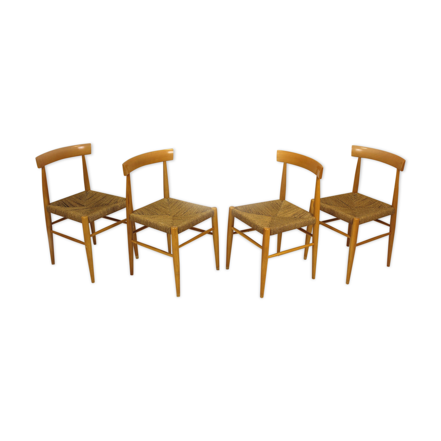 Vintage Czech straw chairs, 1960s, set of 4