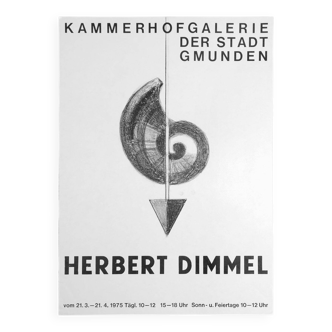 Affiche d'exposition d'art autrichienne monochrome Herbert Dimmel, années 1970