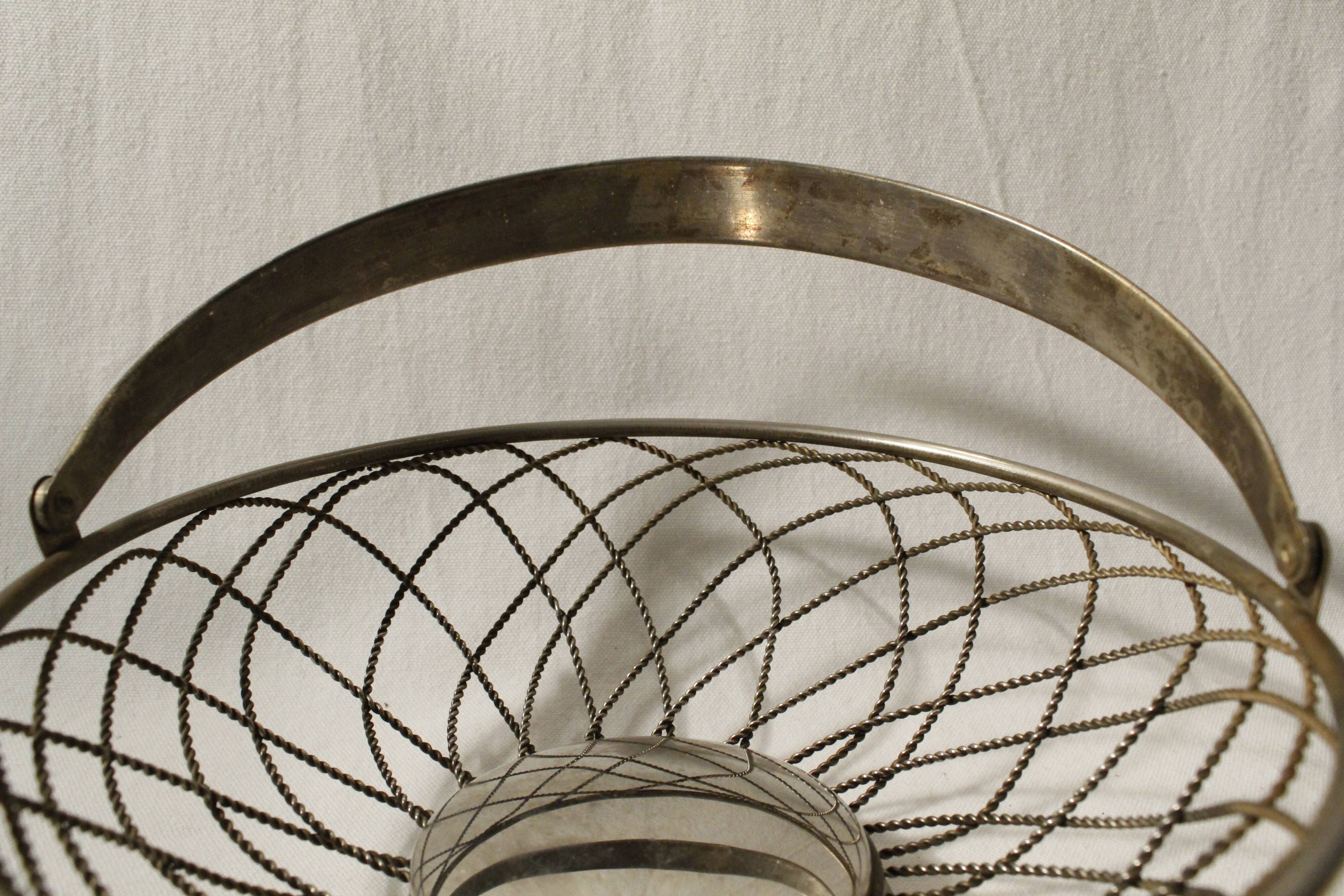 Vintage silver metal fruit basket