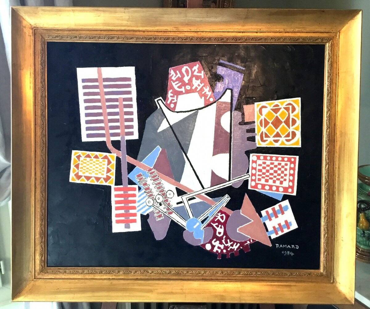 Huile abstraite colorée de la fin du XXe siècle