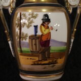 Pair of French XIXth century hand painted ceramic vases