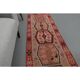 1970s Vintage Turkish Oushak Handmade Wool Cotton Red Runner Rug 70x354