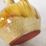 Handmade Ceramic Pitcher: 1970s LKC Pottery, Yellow Brown Glaze
