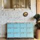 Old workshop cabinet with flaps, original patina.