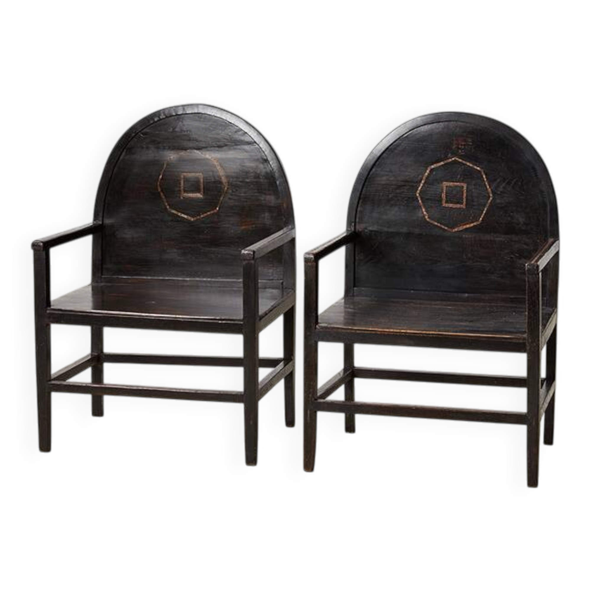 Rare Pair of Italian Rationalist Lounge Chairs Italy 1920s