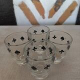 Liquor service 8 shot glasses "card game" vintage