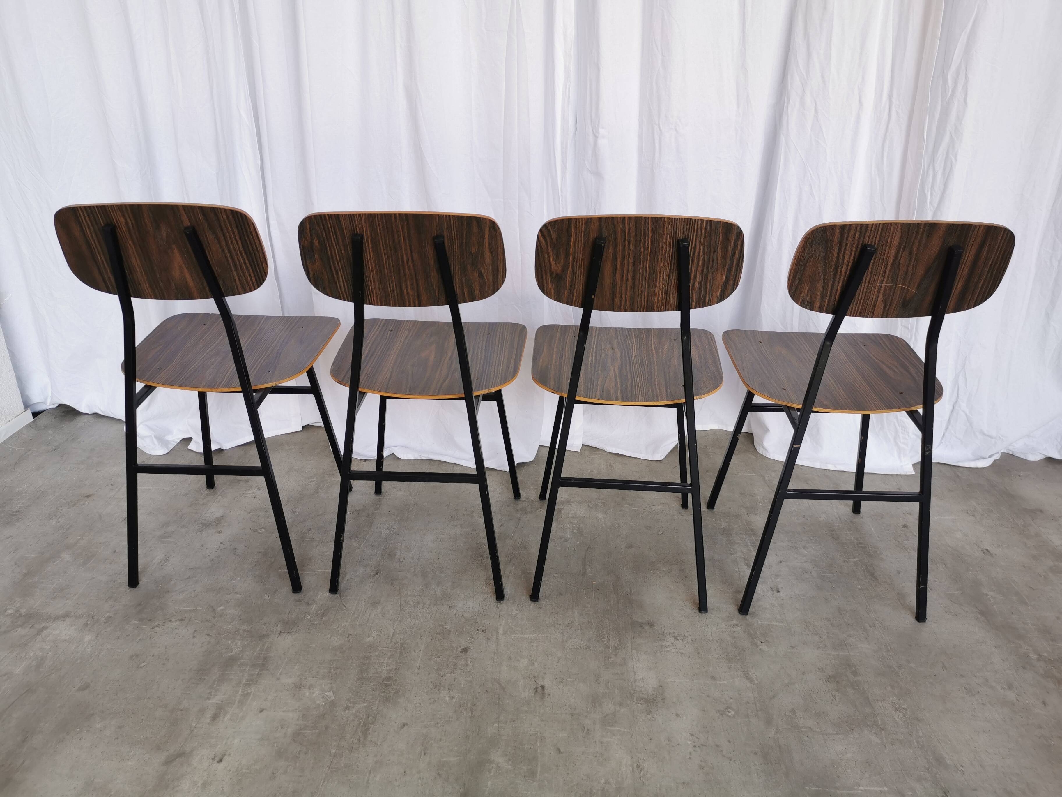 Vintage Industrial School Chairs - STOL Kamnik - 70s Yugoslavia - Set of 4