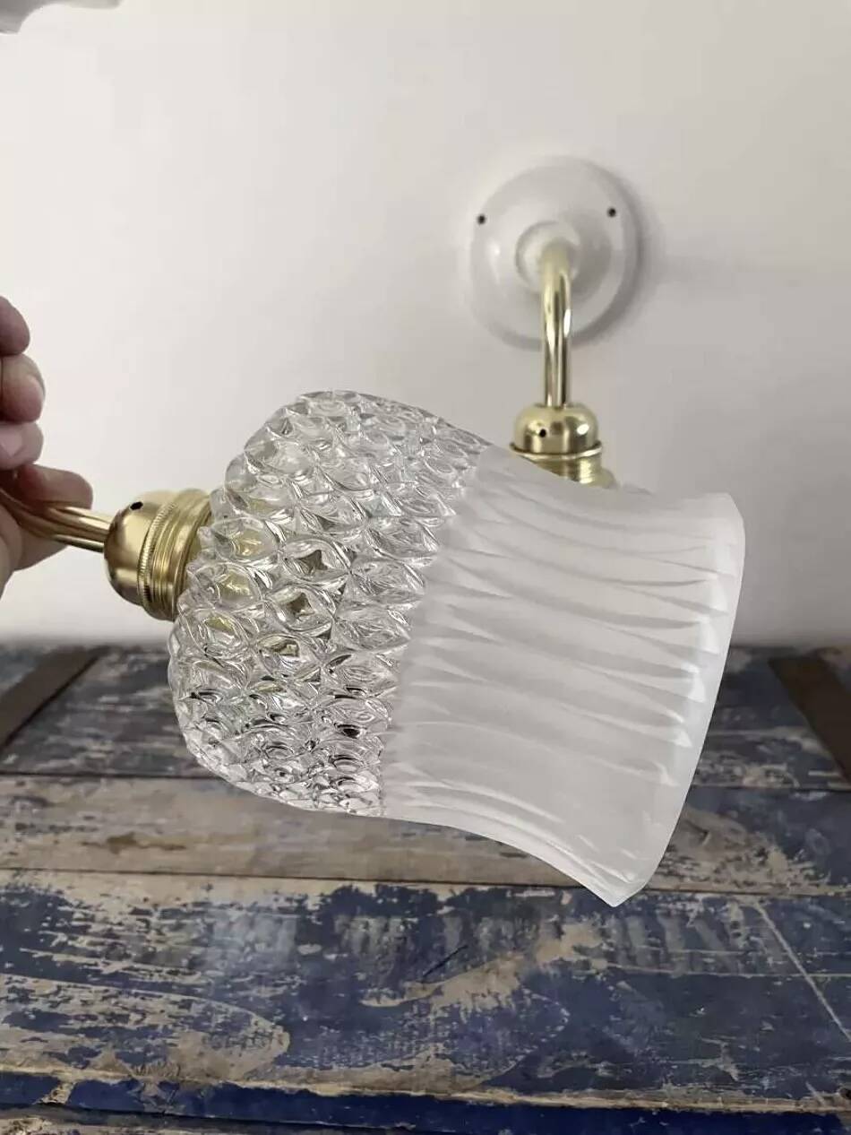 Pair of glass and ceramic wall lights