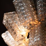Vintage Austrolux Glass Chandelier: 1960s Mid-Century Modern Pendant Light