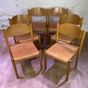 Set of 6 stackable vintage wooden chairs