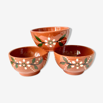 Vintage terracotta bowls decorated flowers