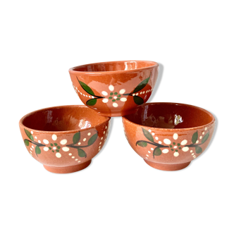 Vintage terracotta bowls decorated flowers