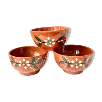 Vintage terracotta bowls decorated flowers