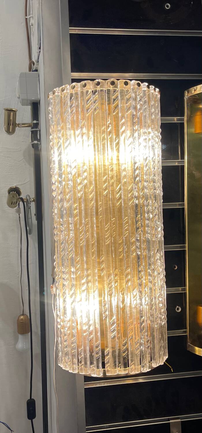 Lot de 2 appliques extra larges en verre de Murano et laiton