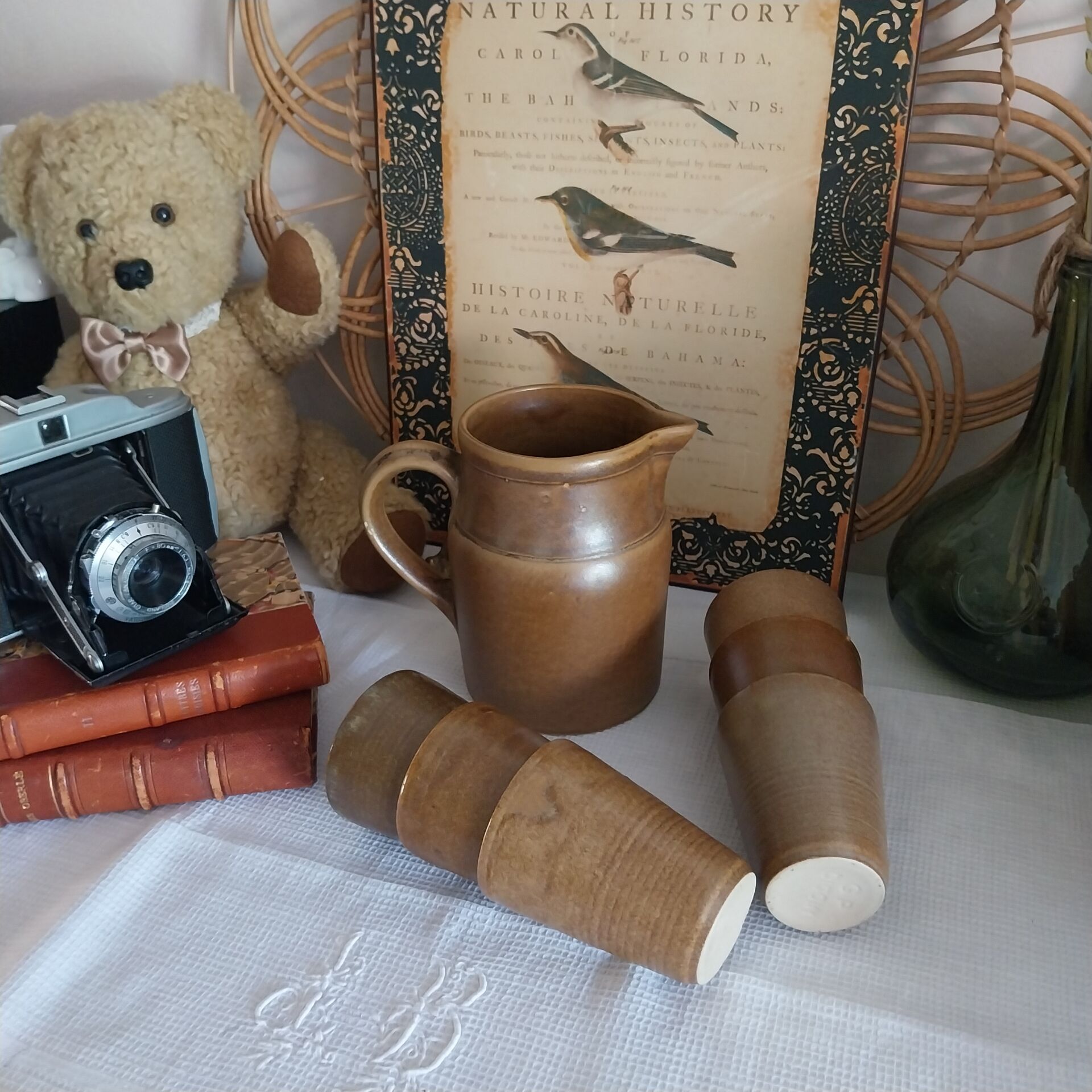 Pichet et verres en grès vintage Digoin