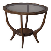 Table basse vintage en bois et verre des années 1950, design italien