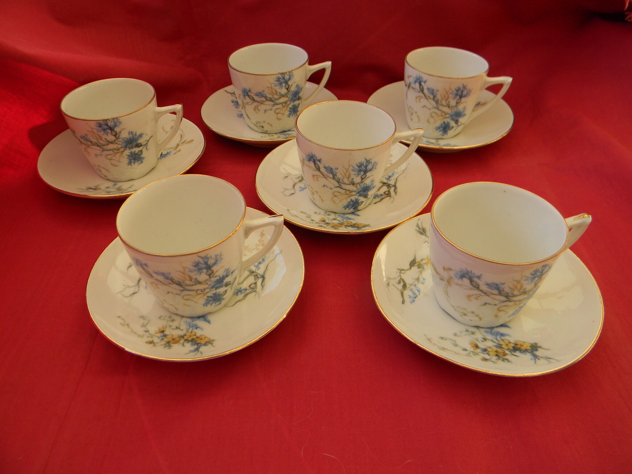 Set of 6 porcelain cups. Blueberry décor