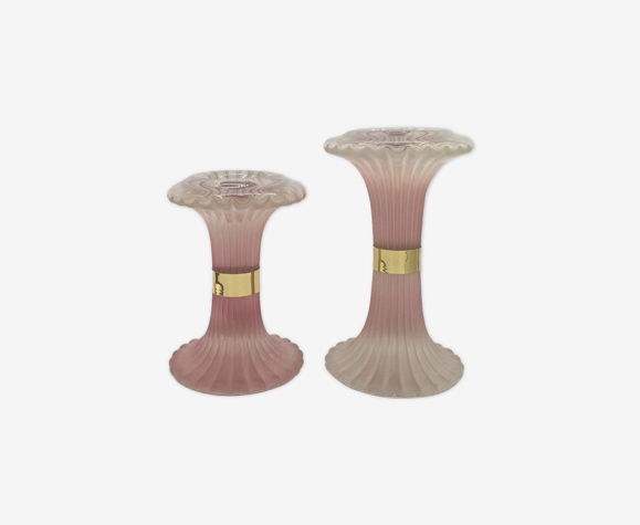 2 bougeoirs en verre