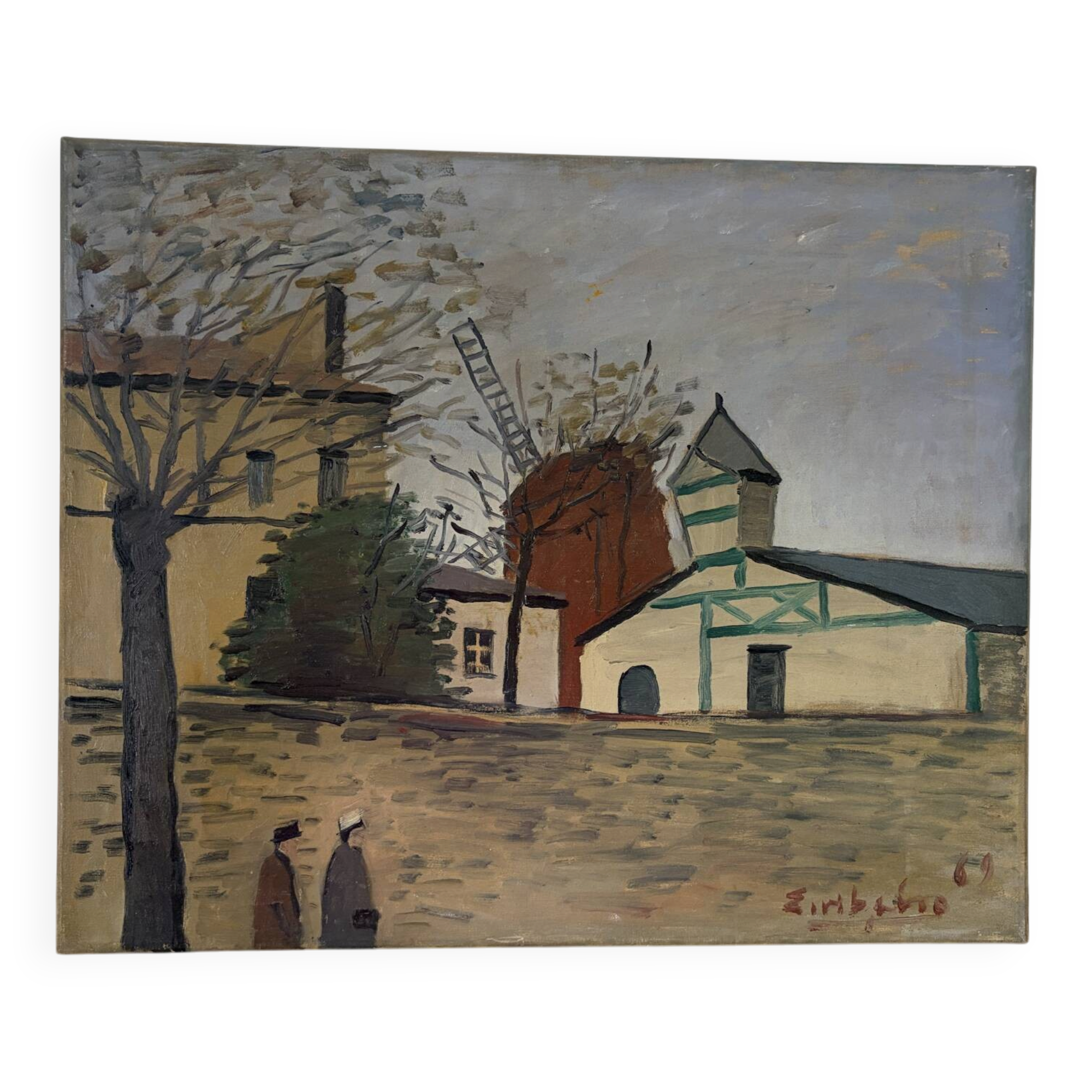 The windmill, oil on canvas signed Edgardo Ribeiro (1921-2005)