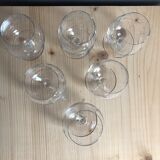 6 glasses on foot in chissed crystal