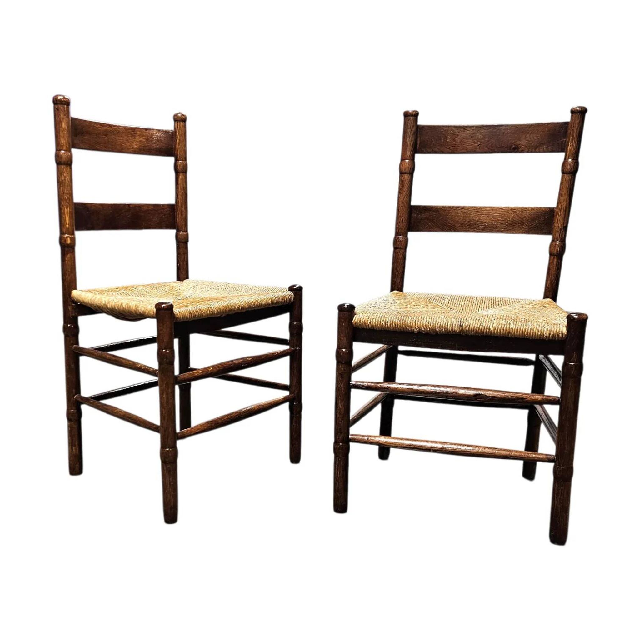 2 chaises en osier Art Déco / École d'Amsterdam / Jac Levee / milieu du siècle
